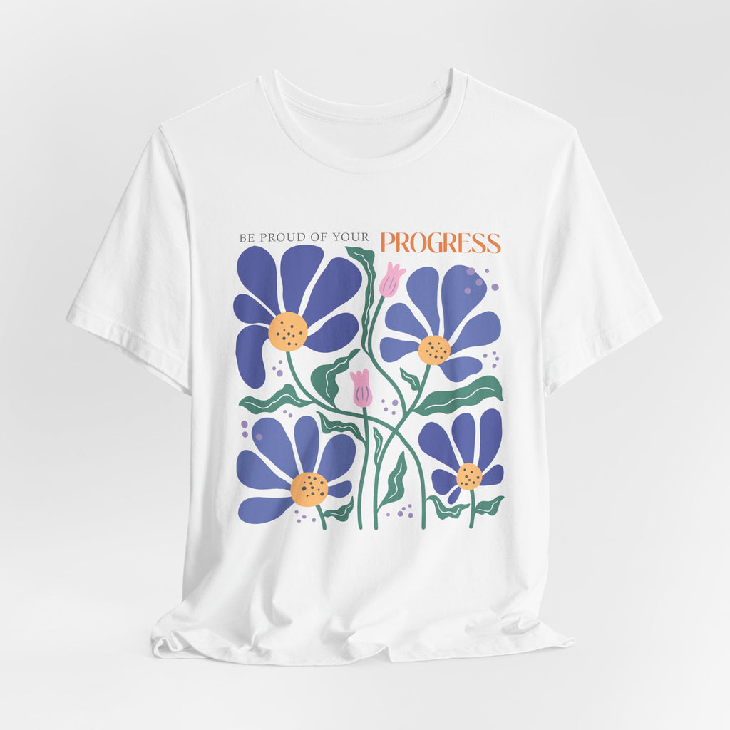 Empowering Floral Tee – Motivational Graphic Shirt with Pastel Flowers for Growth