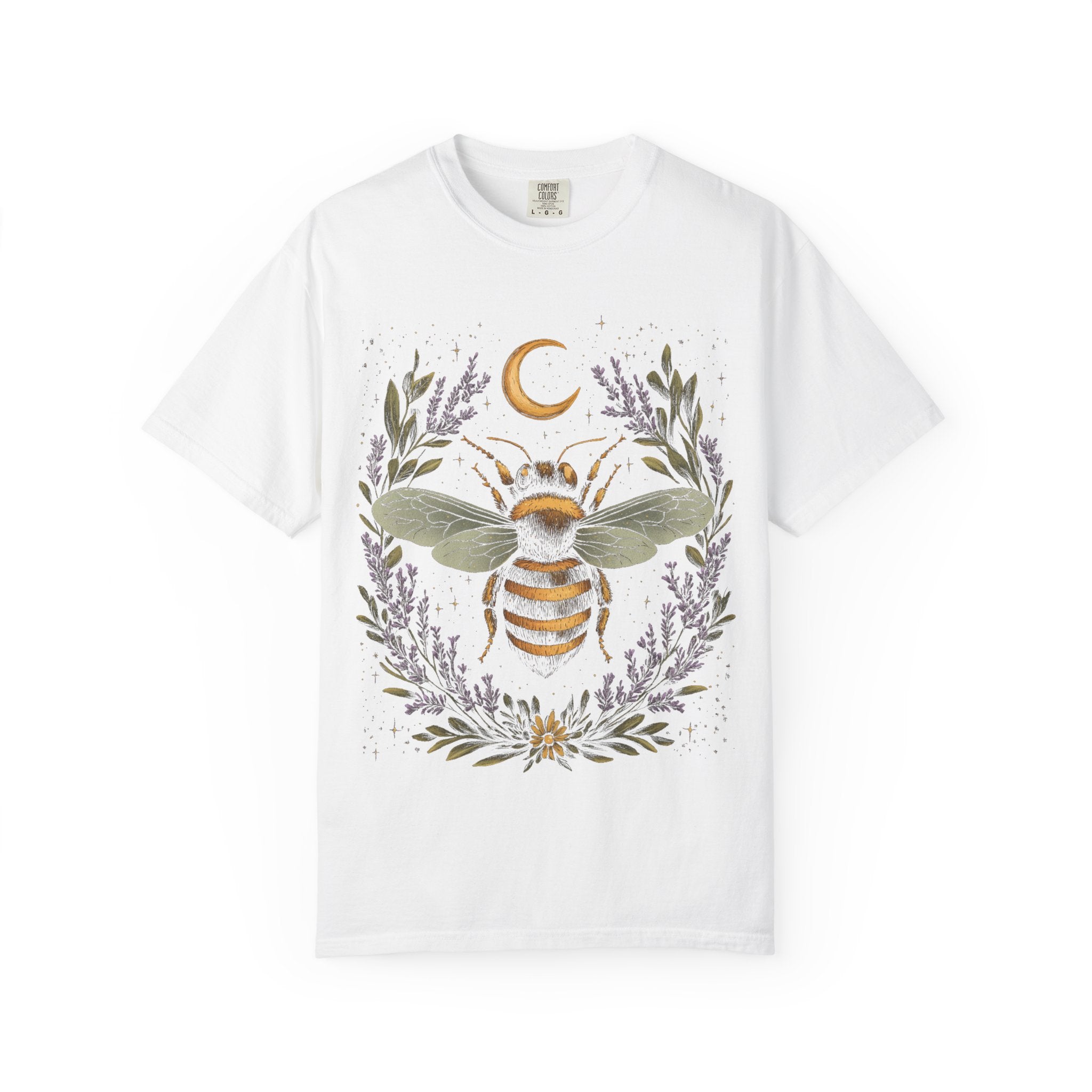 Bee Graphic Tee – Soft Vintage T-Shirt With Hand Drawn Bee Art & Lavender