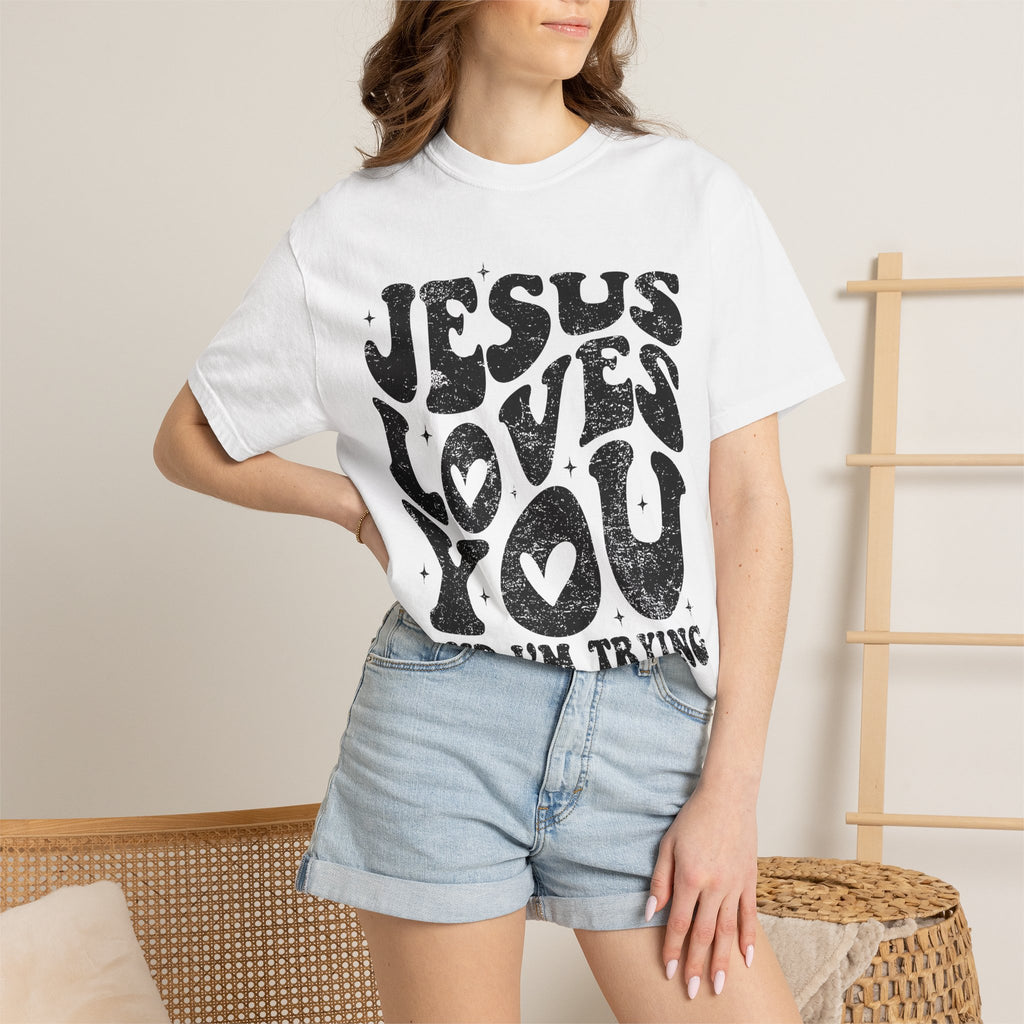 Jesus Loves You TShirt - Inspirational Faith Graphic Tee | Soft Garment Dyed Cotton