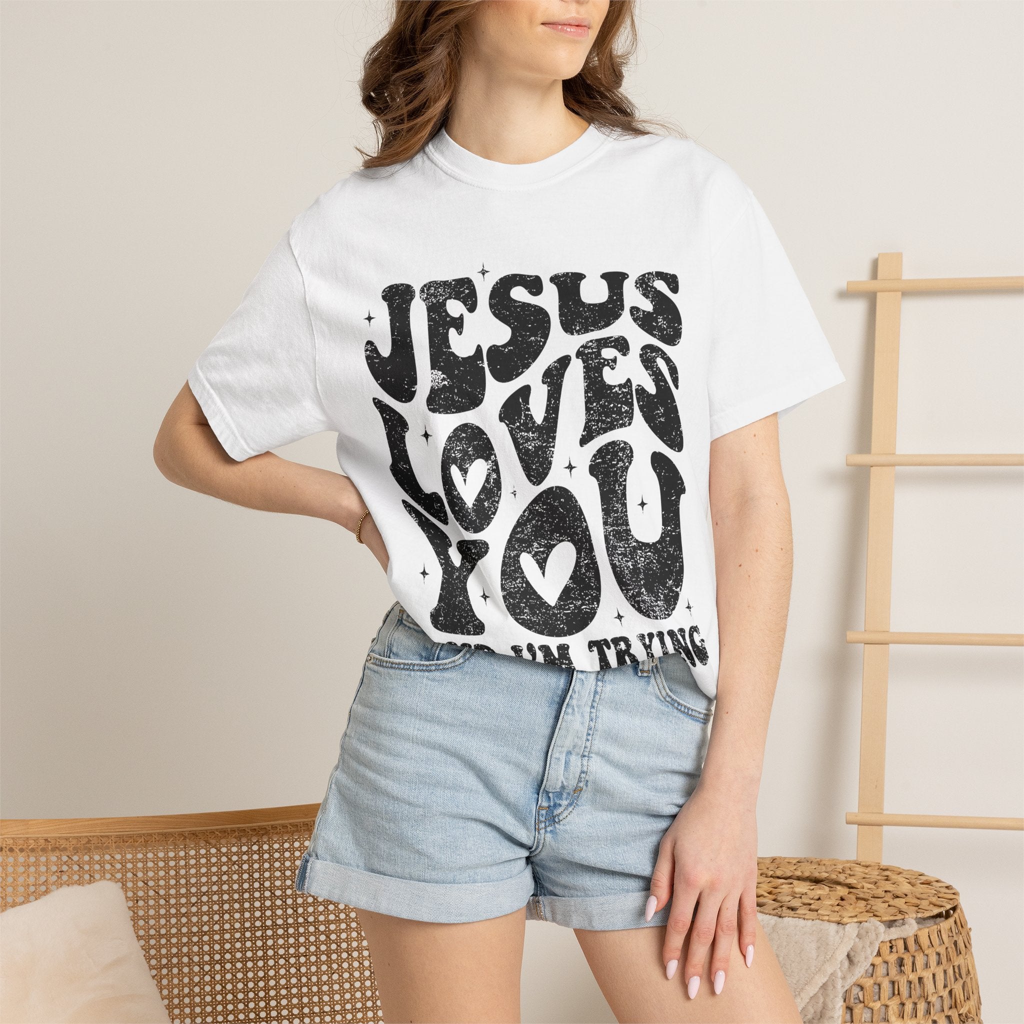 Jesus Loves You TShirt - Inspirational Faith Graphic Tee | Soft Garment Dyed Cotton