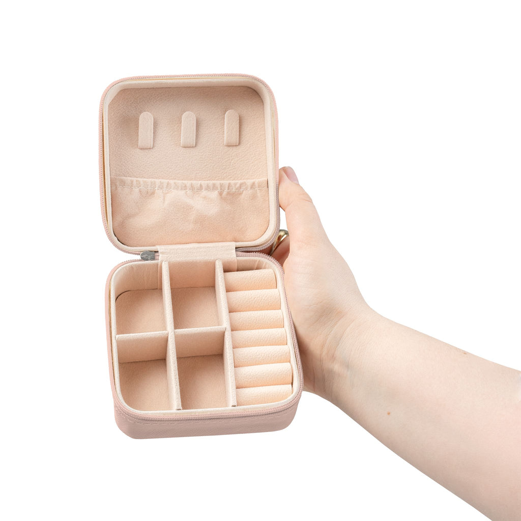 Jewelry Travel Case – Compact PU Leather Jewelry Box with Ring Roll Organizer