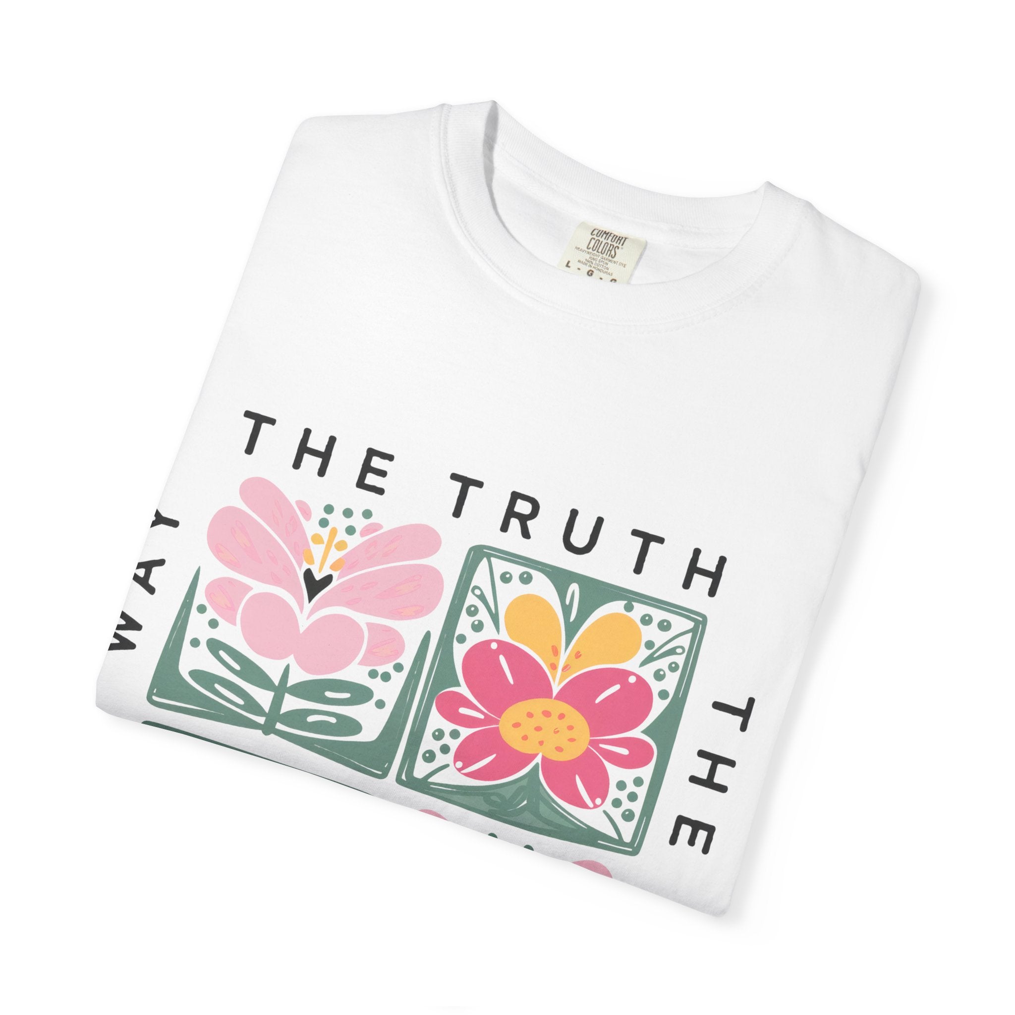 Floral Scripture Tee – Christian T-Shirt With John 14 6 Bible Verse Design