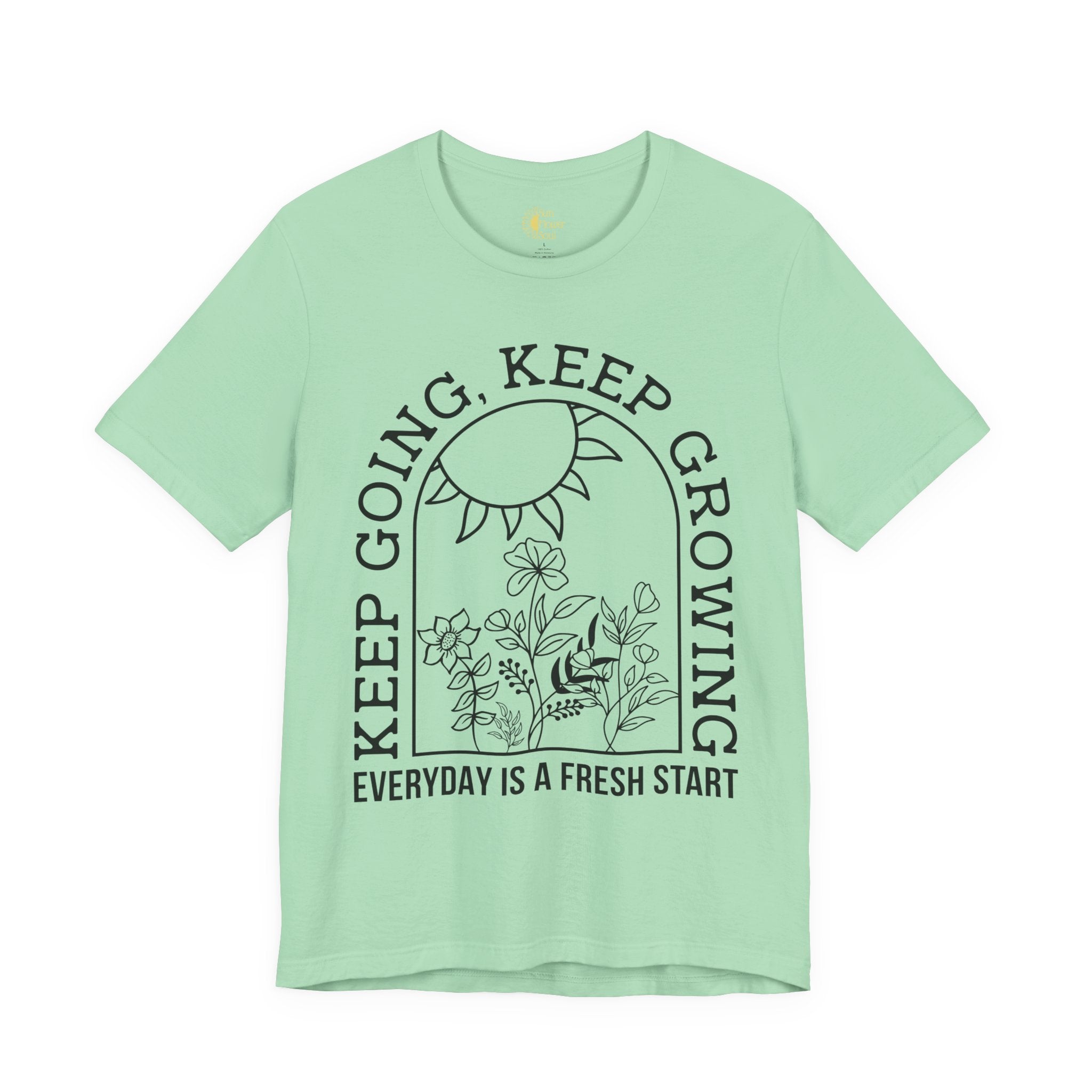 Positive Graphic Tee – Keep Growing Shirt With Floral Design | Soft Cotton T-Shirt