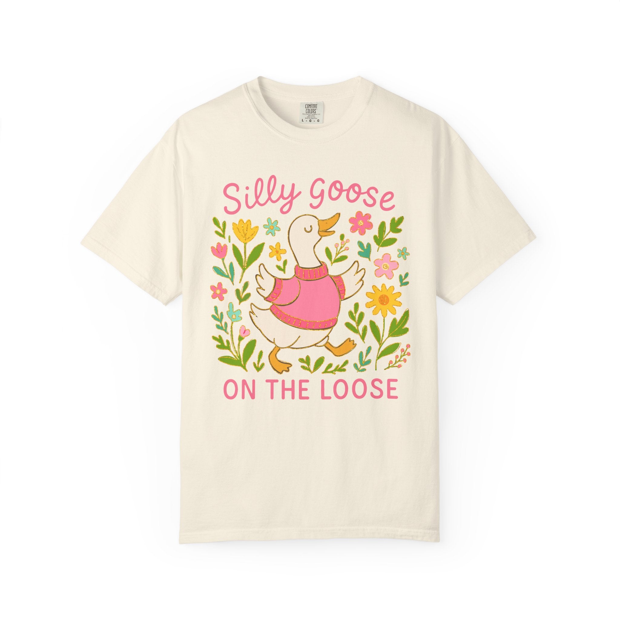 Cute Duck T-Shirt - Floral Graphic Tee | Soft Cotton Relaxed Fit Top for Women
