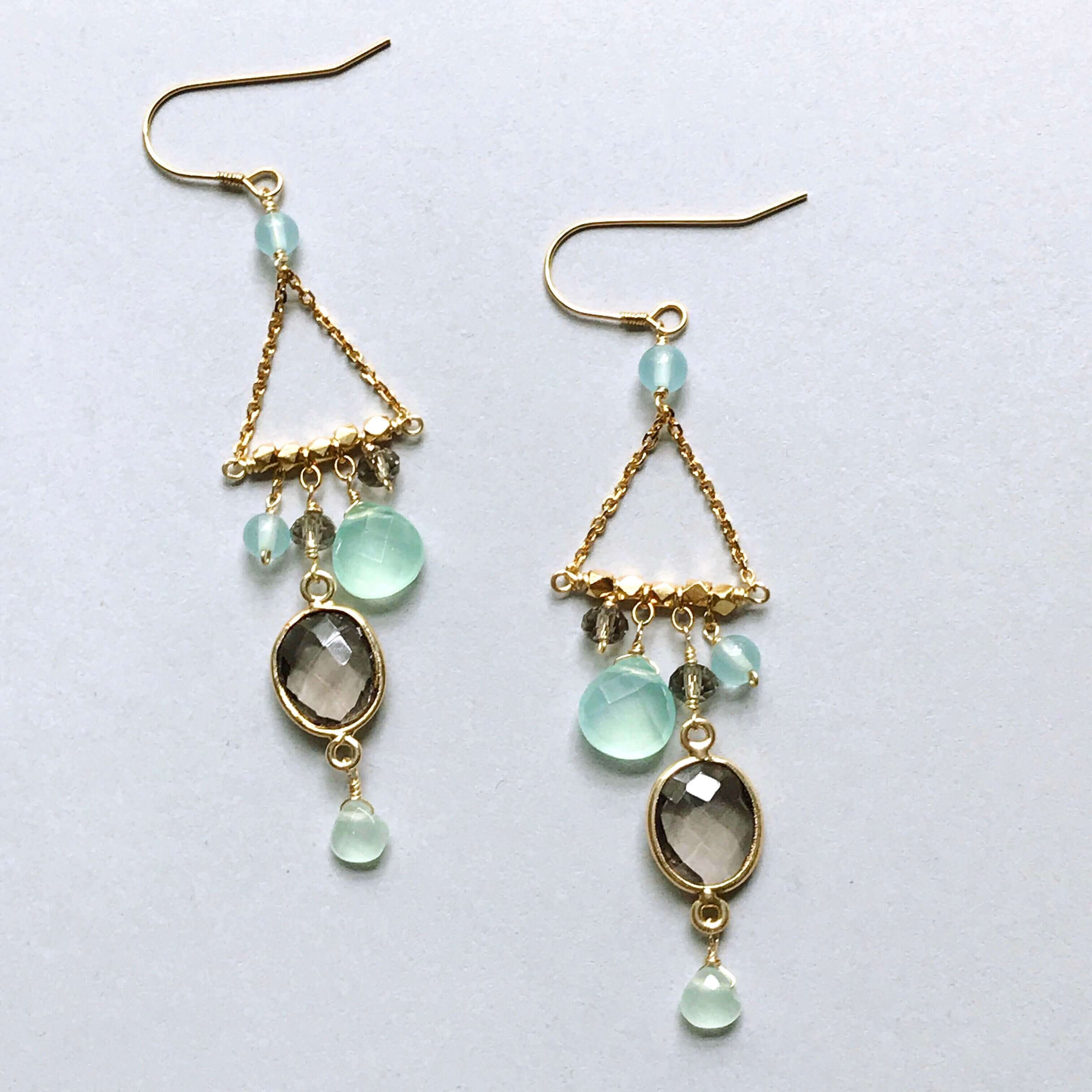 Rainbow Chandelier Earrings – Gold Plated Sterling Silver Bezel Set Gemstones
