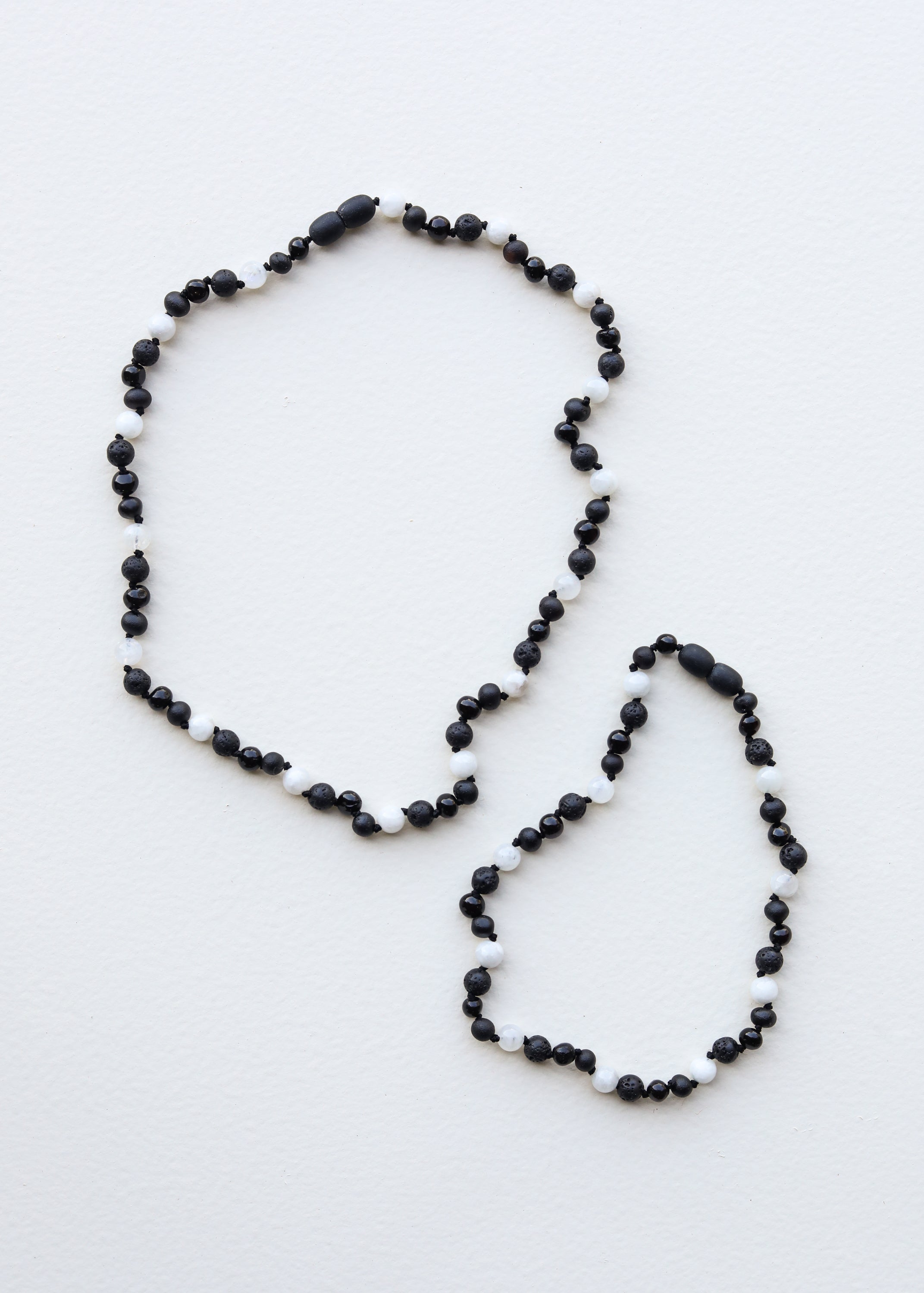 Raw Black Baltic Amber + Moonstone || Necklace