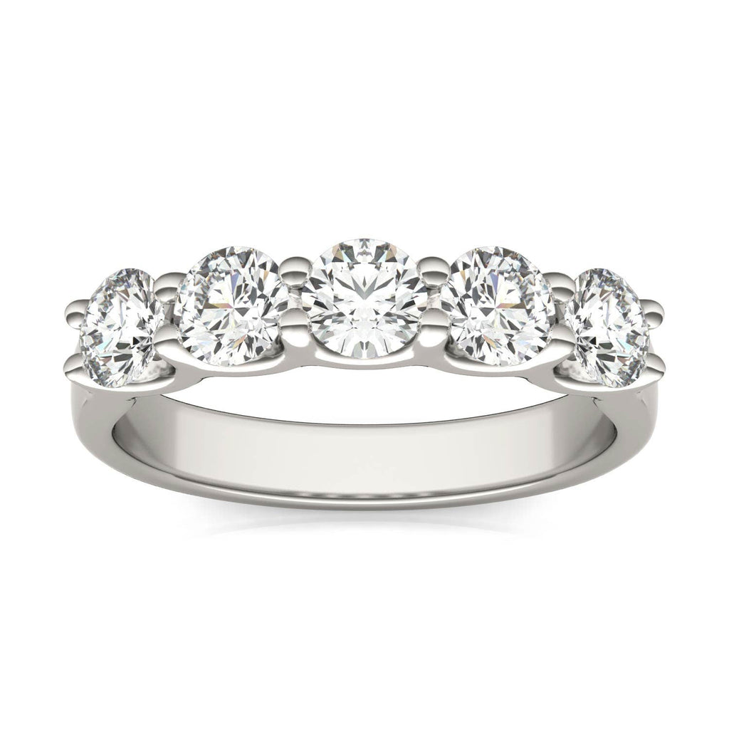 Lab Grown Diamond Ring – 1 1/4 CTW Five Stone Anniversary Band | 14K White Gold