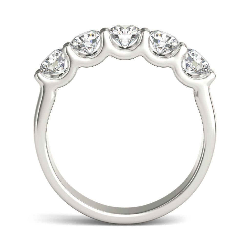 Lab Grown Diamond Ring – 1 1/4 CTW Five Stone Anniversary Band | 14K White Gold