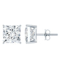 6 Carat Princess Cut Cubic Zirconia Solitaire Stud Earrings in Silver
