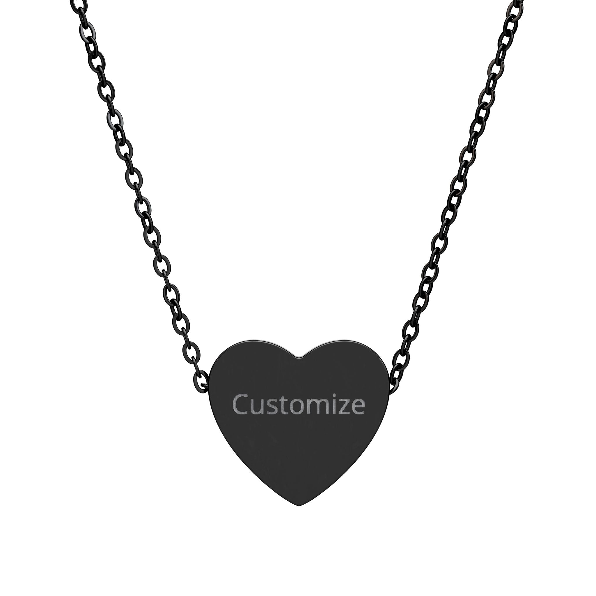 Engraved Heart Necklace – Personalized Name Pendant on Stainless Steel Fine Chain