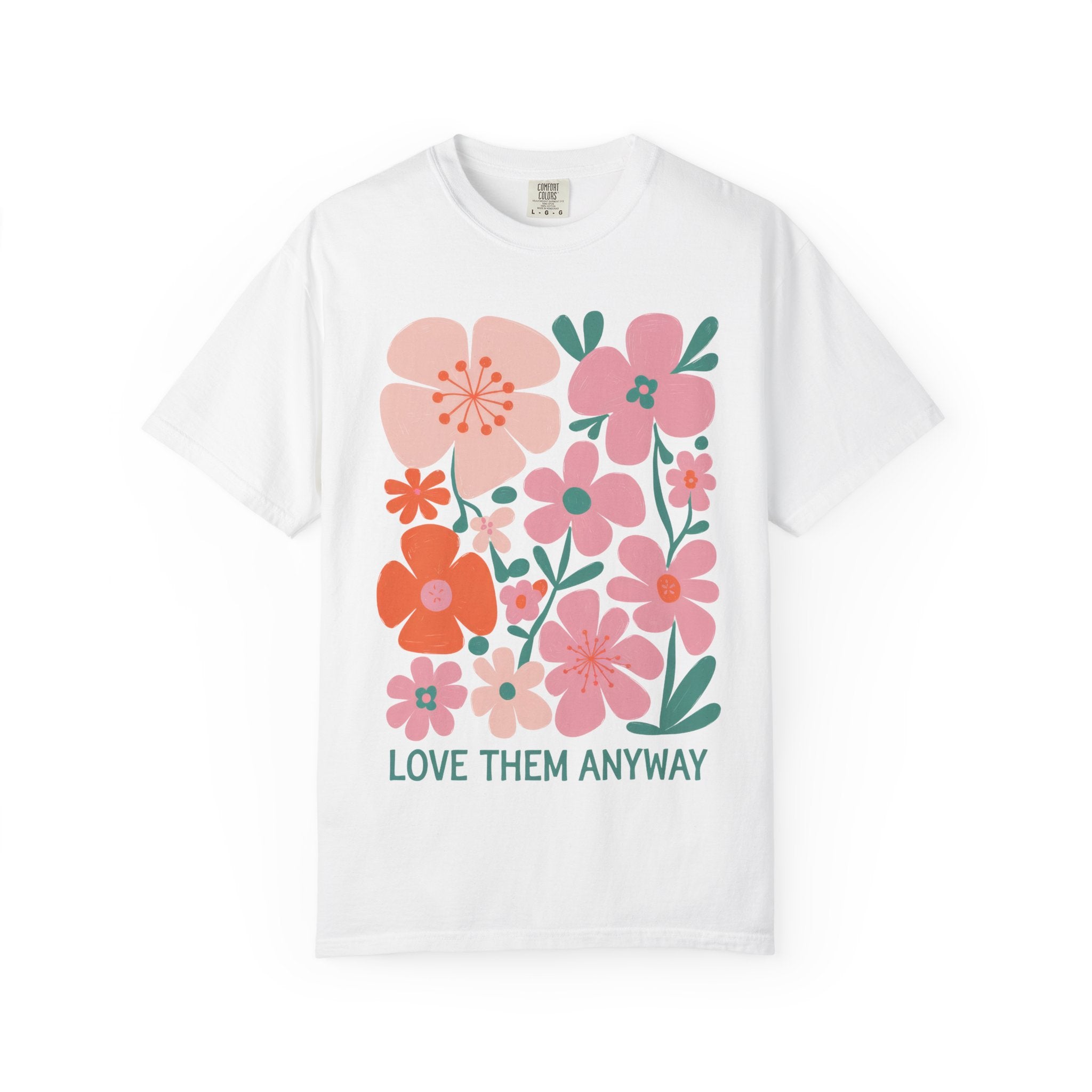 Floral Love T-Shirt – Unisex Garment-Dyed Tee With Vibrant Flower Design & Relaxed Fit