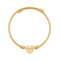 Engraved Heart Cuff Bracelet – Personalized Wire Bangle With Silver Cable Charm