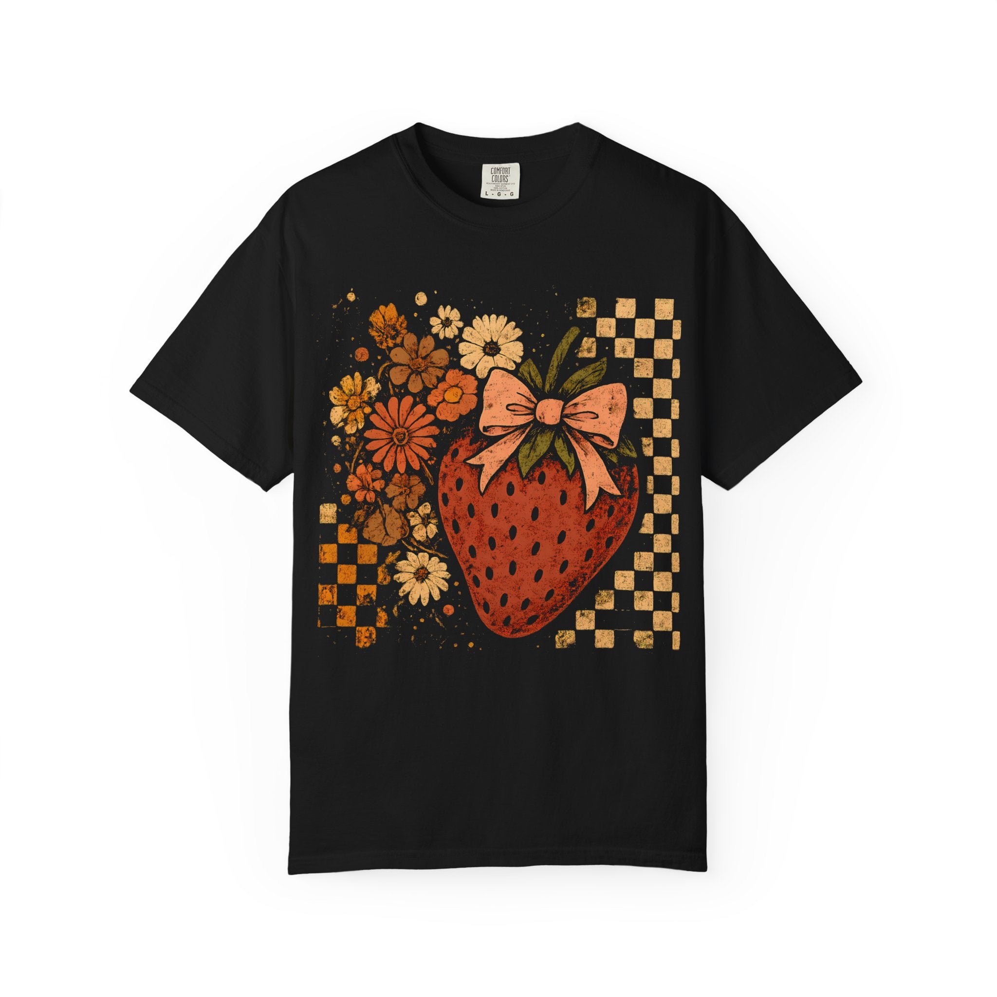 Vintage Strawberry T-Shirt - Floral Print Tee | Soft Cotton Retro Style Shirt