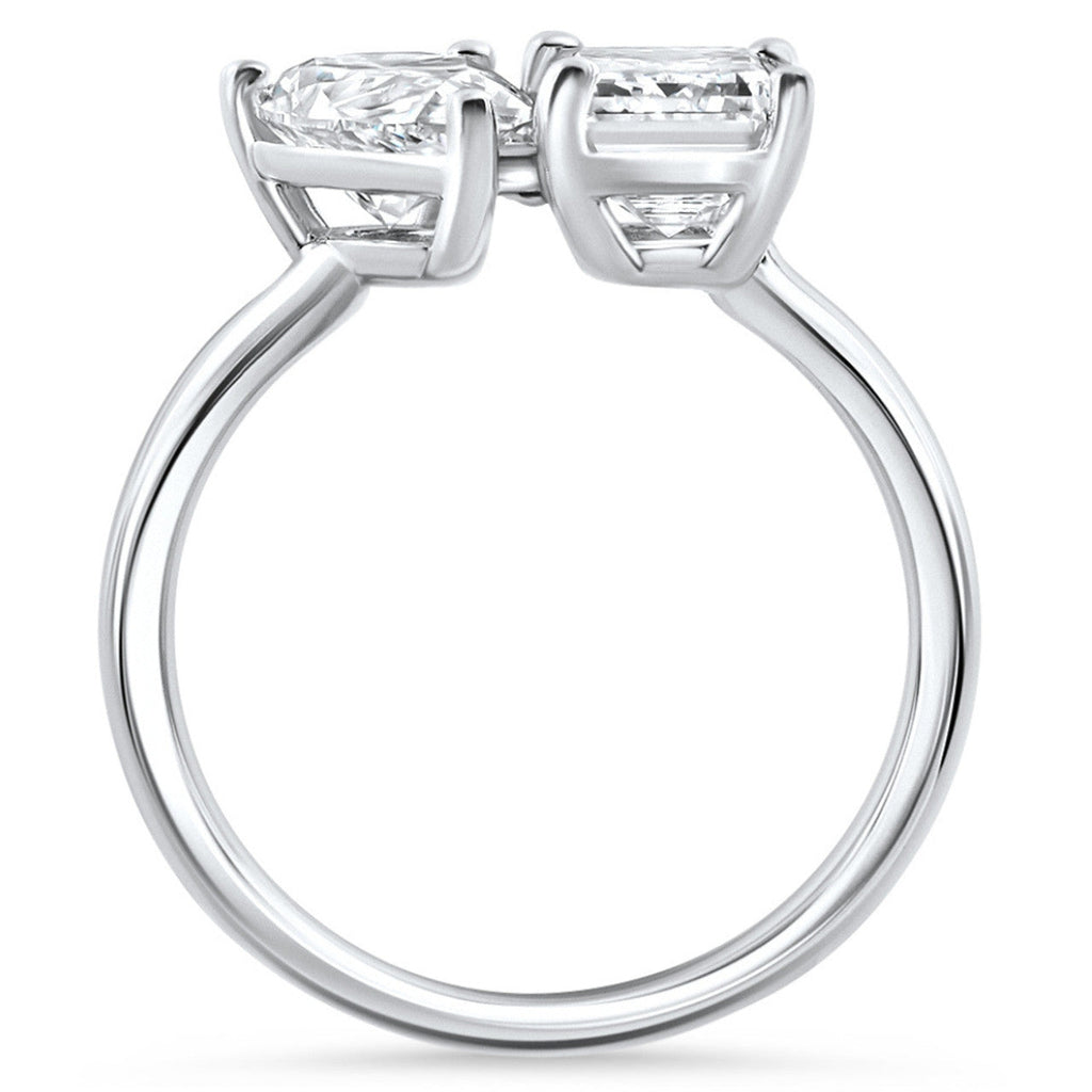Lab Grown Diamond Ring – Toi Et Moi Pear Emerald Diamond 3.50 CTW 14K White Gold