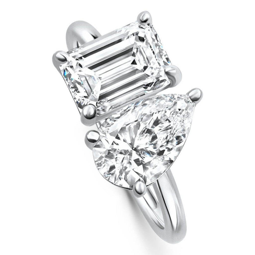 Lab Grown Diamond Ring – Toi Et Moi Pear Emerald Diamond 3.50 CTW 14K White Gold
