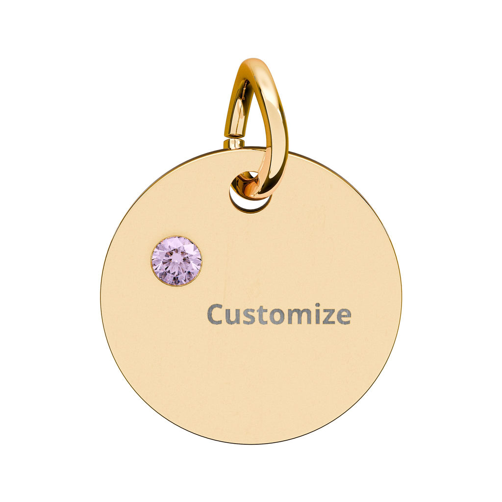 Personalized Birthstone Charm - Engraved Disc Pendant | Custom Name Jewelry, Stainless Steel