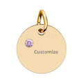 Personalized Birthstone Charm - Engraved Disc Pendant | Custom Name Jewelry, Stainless Steel
