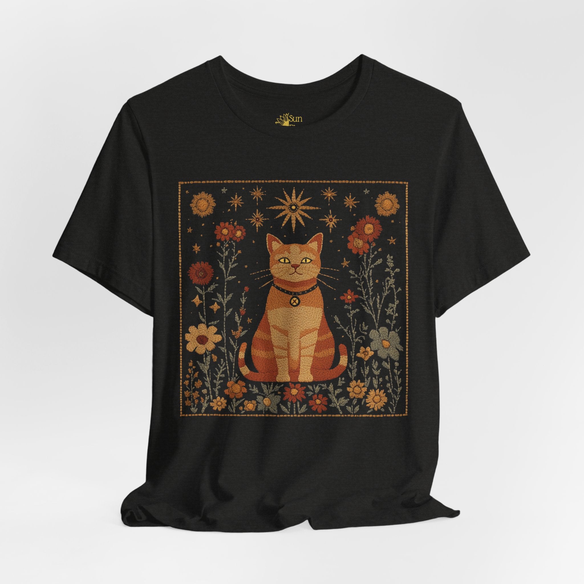 Mystical Cat T-Shirt – Vintage Fall Tee With Orange Tabby | Cozy Autumn Shirt