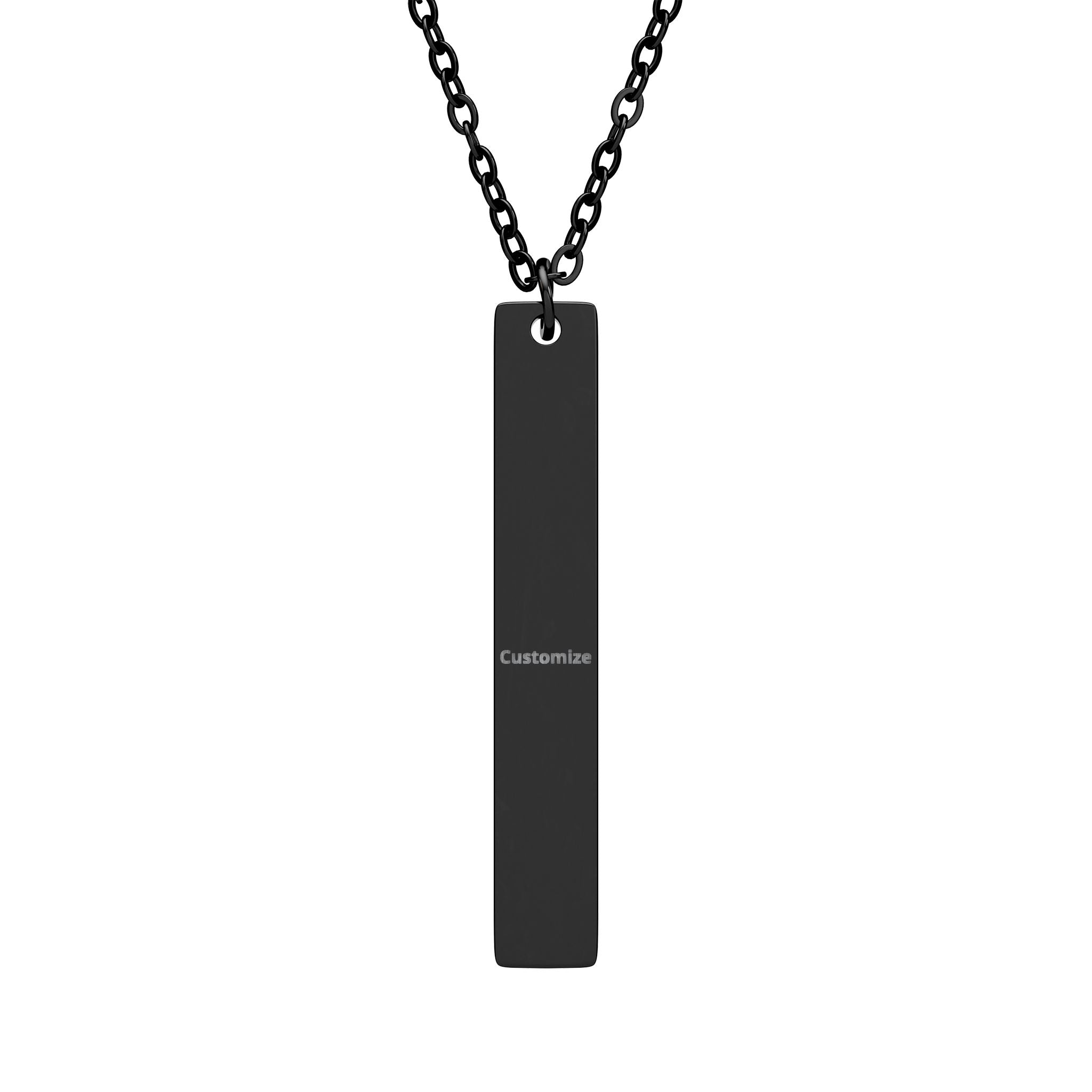 Engraved Vertical Bar Necklace – Personalized Sterling Silver Pendant | 316L Stainless Steel