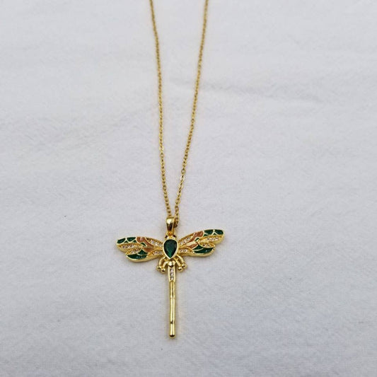 Willow Wing — Green Dragonfly Necklace