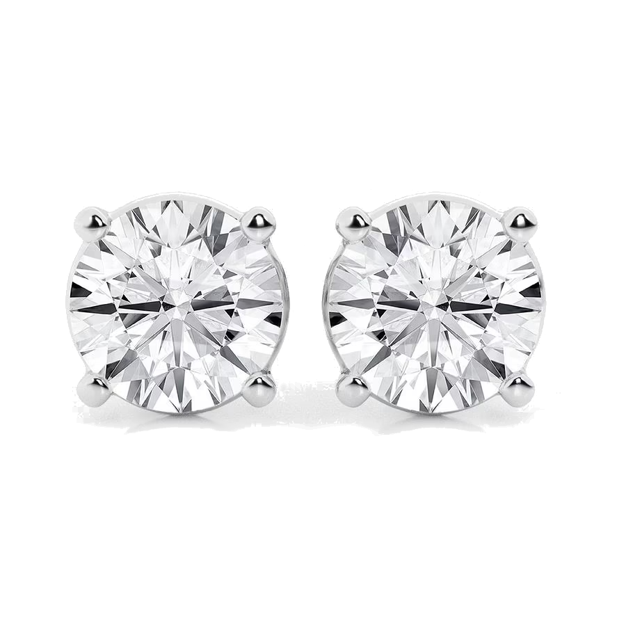 Lab Grown Diamond Earrings – 5 Carat Studs | 14K Gold Classic Basket Setting