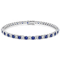 Blue Sapphire Tennis Bracelet – 7.50 CTW AGI Certified Stones | 14K White Gold Overlay