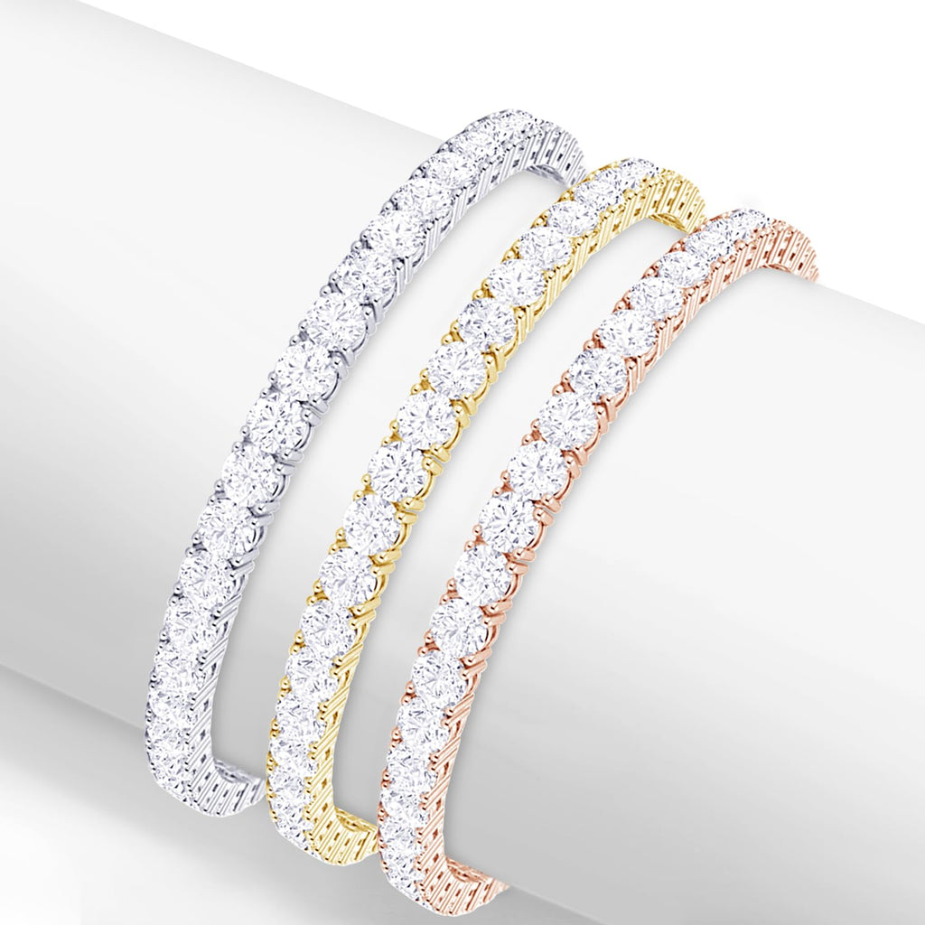 Moissanite Tennis Bracelet – 6 Carat 3mm Round Stones | 14K Gold Overlay Bracelet
