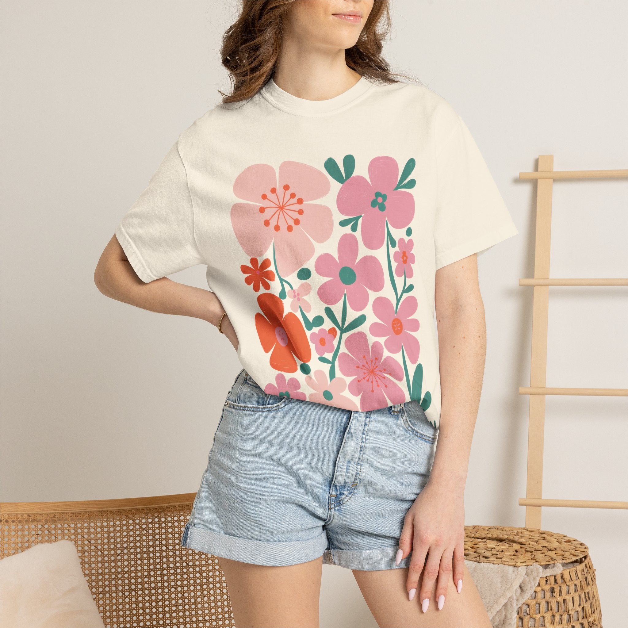 Floral Love T-Shirt – Unisex Garment-Dyed Tee With Vibrant Flower Design & Relaxed Fit