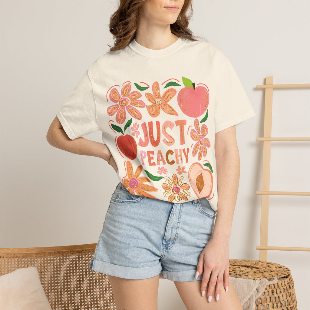 Just Peachy Tee - Vibrant Unisex T-Shirt With Playful Peach Print & Soft Cotton