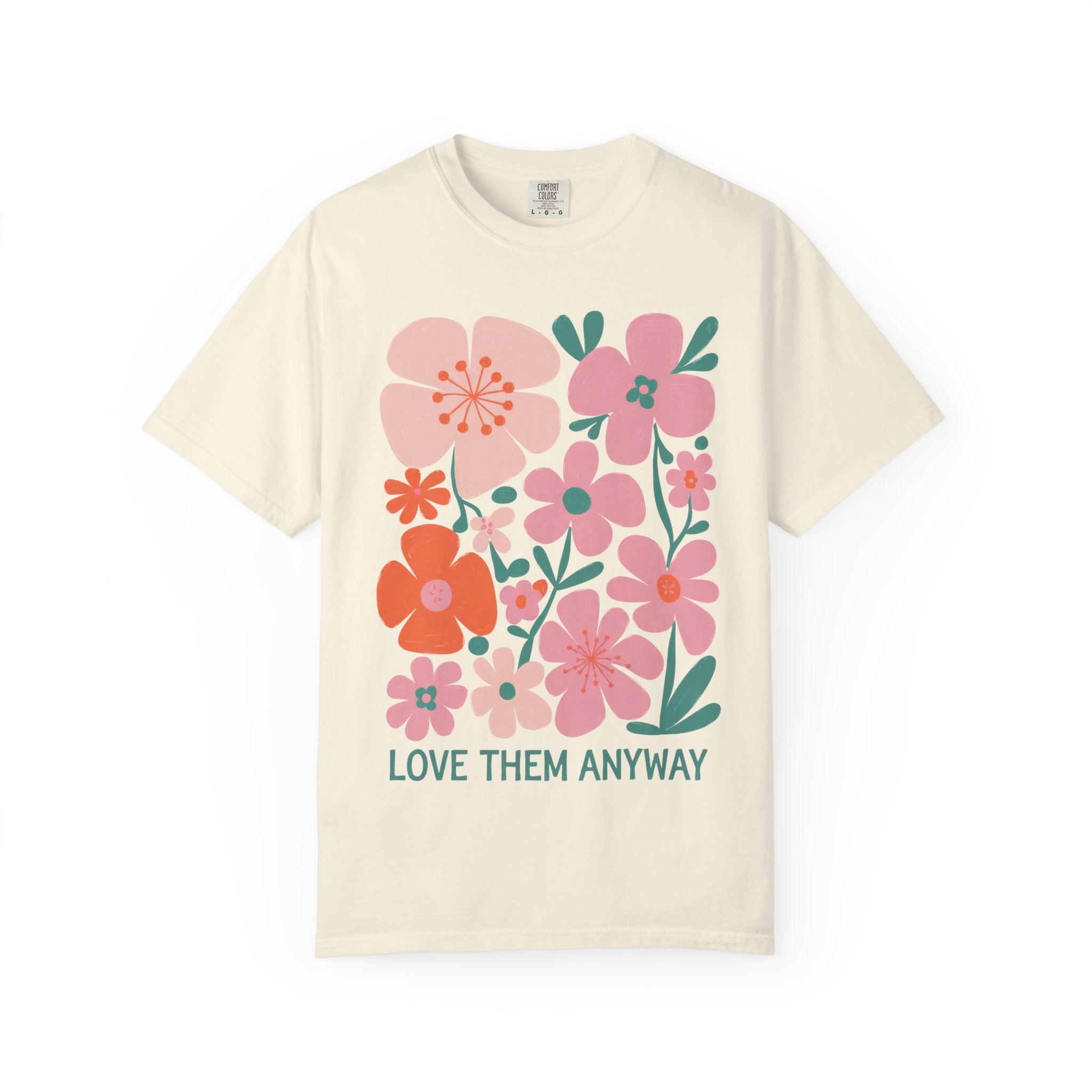 Floral Love T-Shirt – Unisex Garment-Dyed Tee With Vibrant Flower Design & Relaxed Fit
