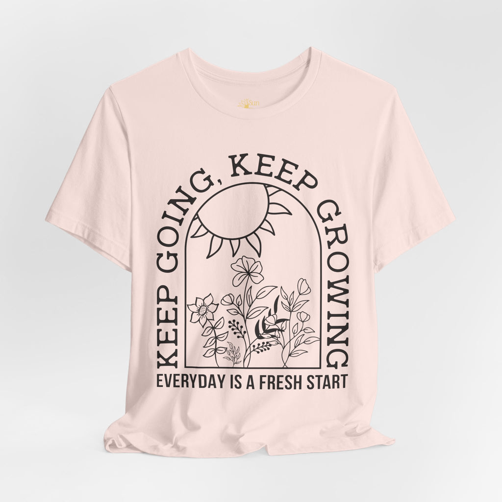 Positive Graphic Tee – Keep Growing Shirt With Floral Design | Soft Cotton T-Shirt