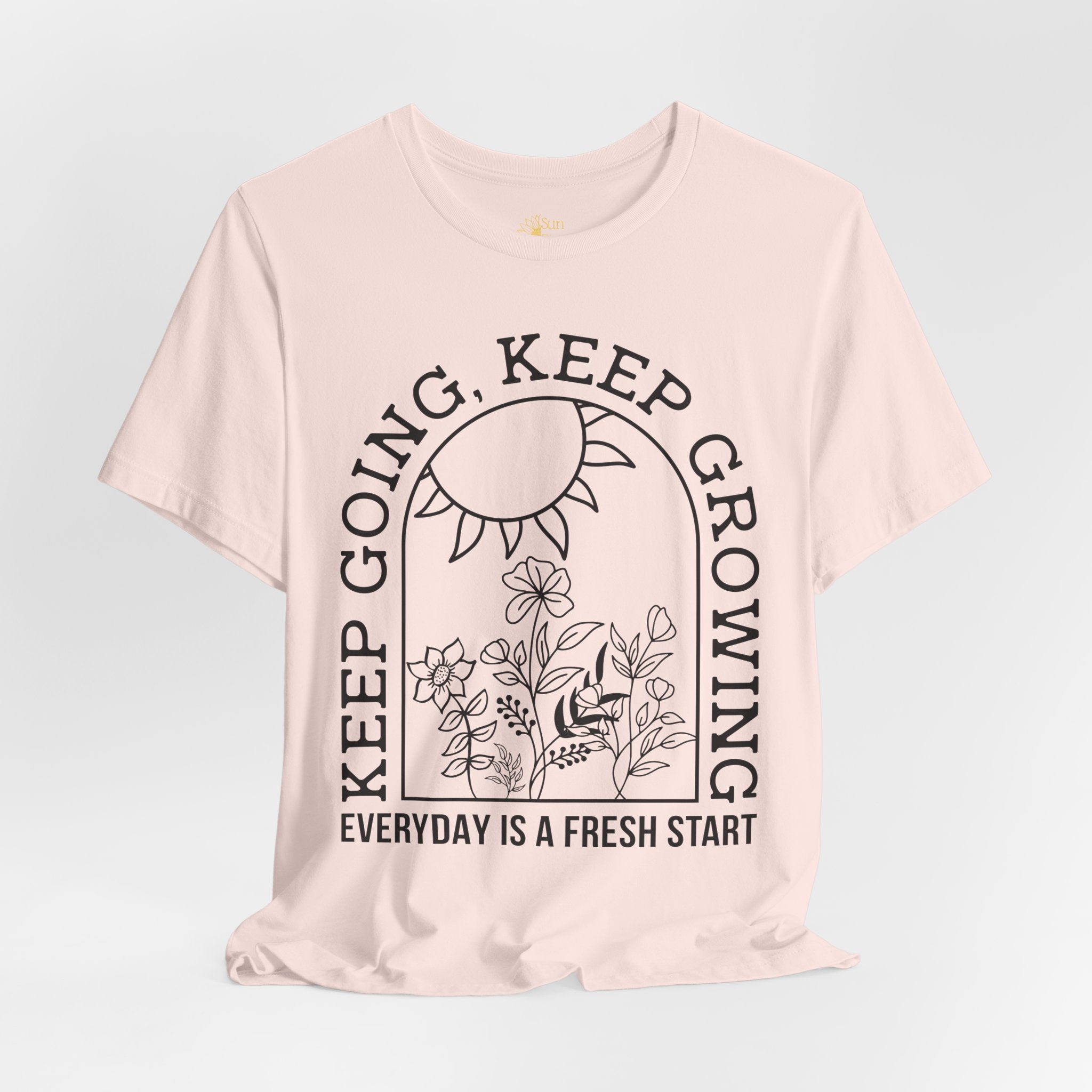 Positive Graphic Tee – Keep Growing Shirt With Floral Design | Soft Cotton T-Shirt