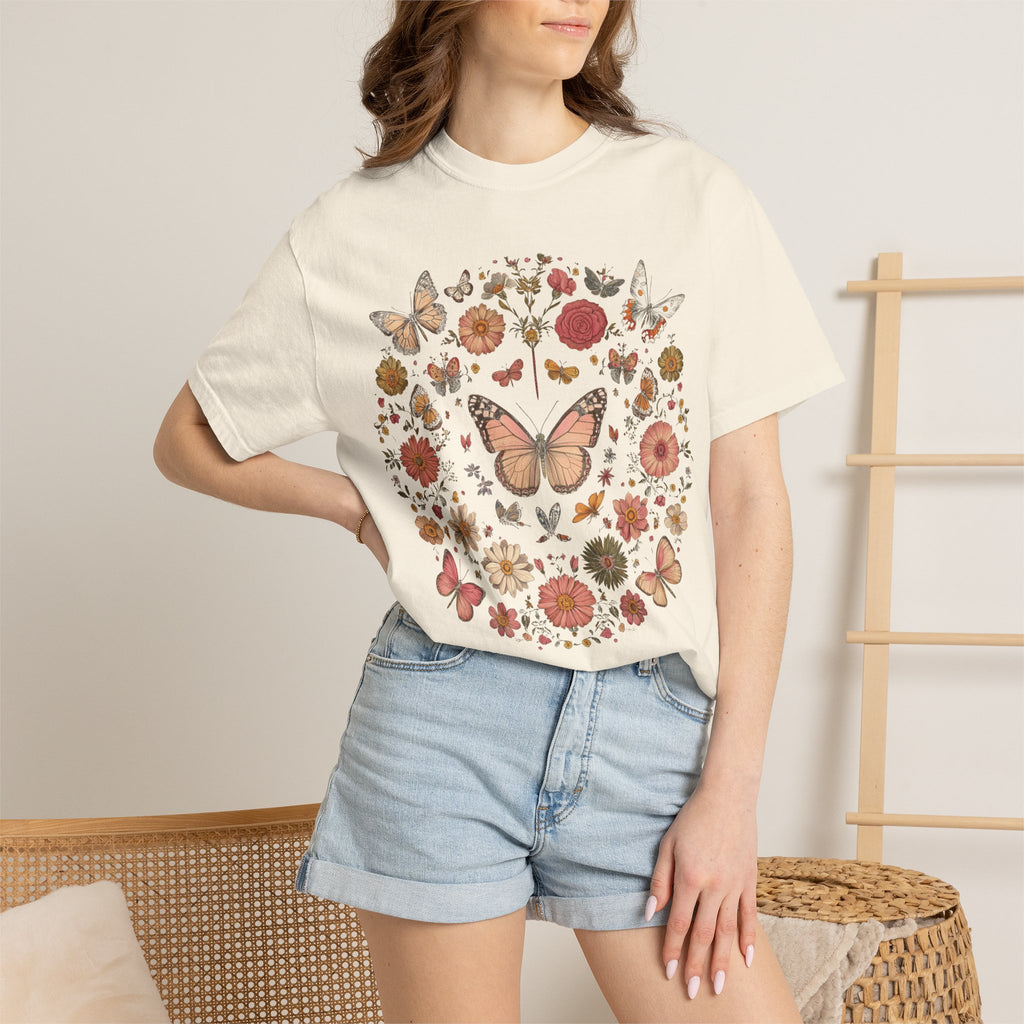 Vintage Butterfly Tee - Unisex Cotton T-Shirt | Soft Garment Dyed Shirt