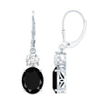 8 Carat Oval Lab Grown Black Diamond Drop Earrings in Silver