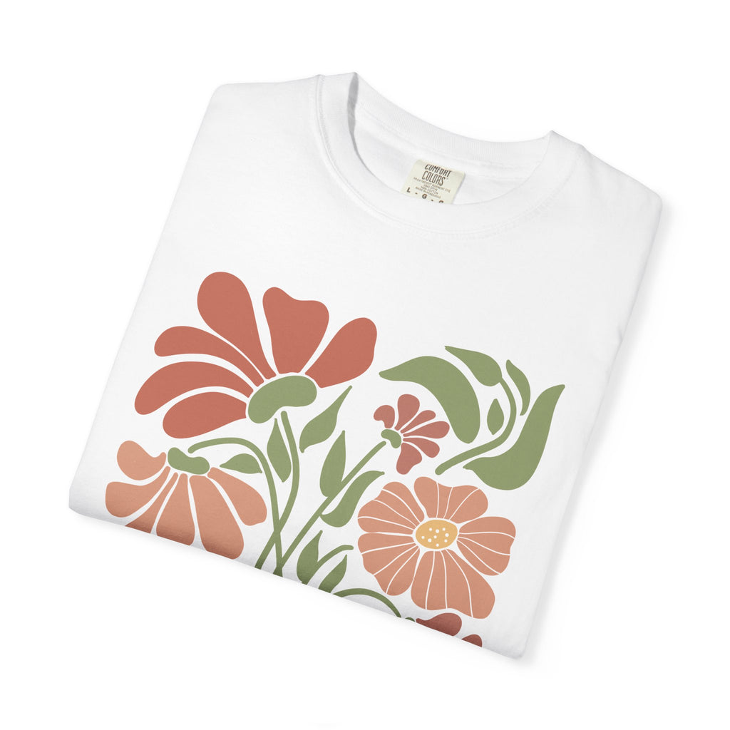 Retro Floral Tee – Stay Wild Shirt | Boho T Shirt, Soft Cotton Tee, Earth Tone T-Shirt