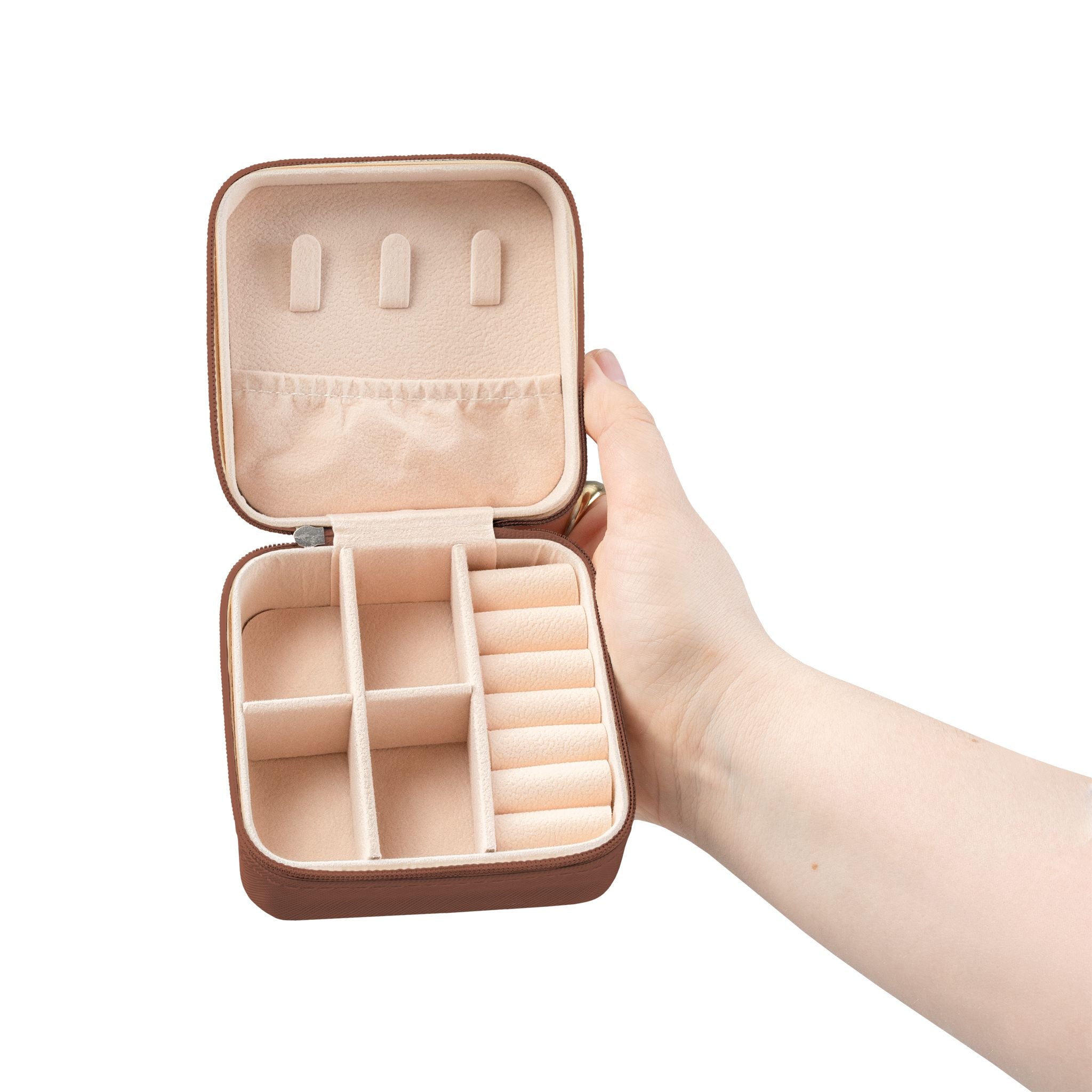 Jewelry Travel Case – Compact PU Leather Jewelry Box with Ring Roll Organizer