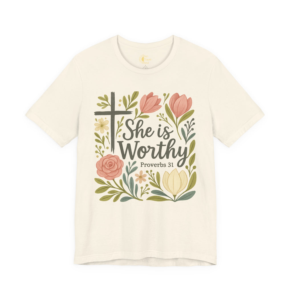 Christian Inspirational Tee – Women's Proverbs 31 Top | Floral Graphic Shirt