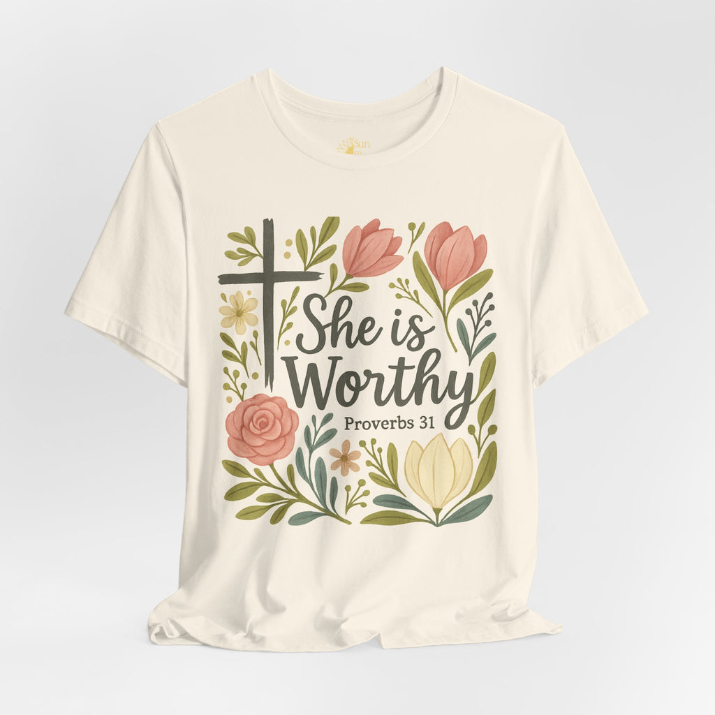 Christian Inspirational Tee – Women's Proverbs 31 Top | Floral Graphic Shirt