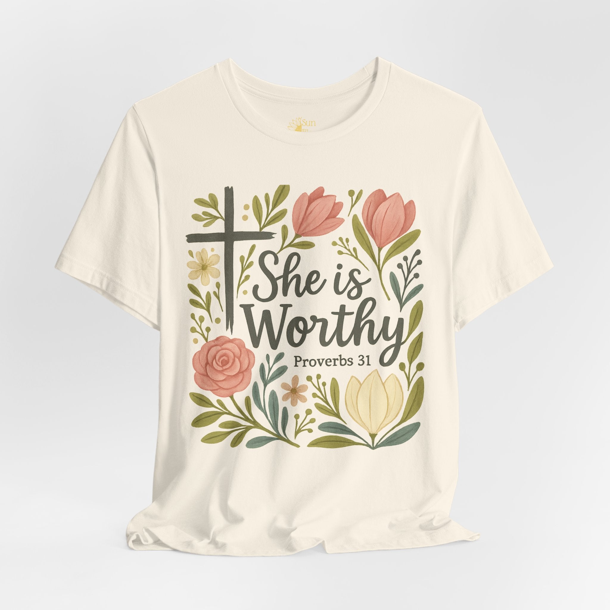 Christian Inspirational Tee – Women's Proverbs 31 Top | Floral Graphic Shirt