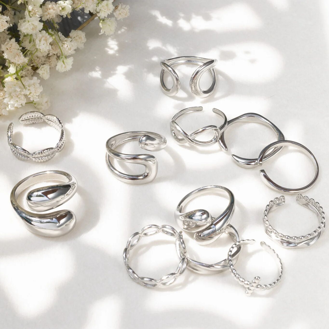 Silver adjustable rings- collection