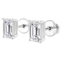 Lab Grown Diamond Studs – AGI Certified Emerald Cut Earrings | 14K White Gold