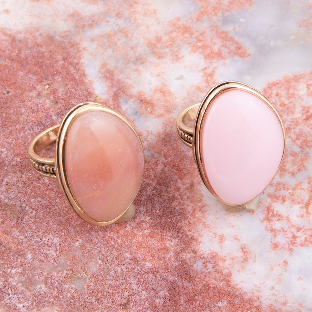 Pink Opal Golden Statement Ring