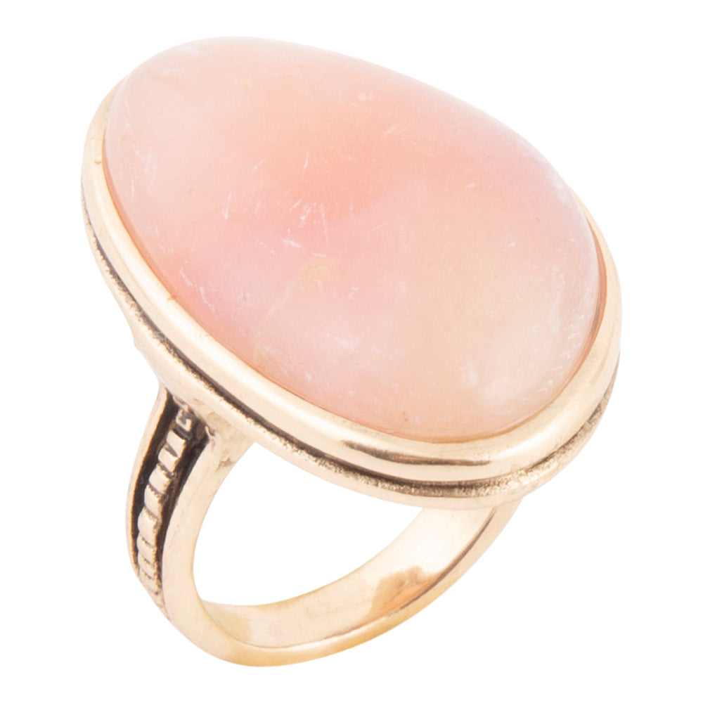 Pink Opal Golden Statement Ring