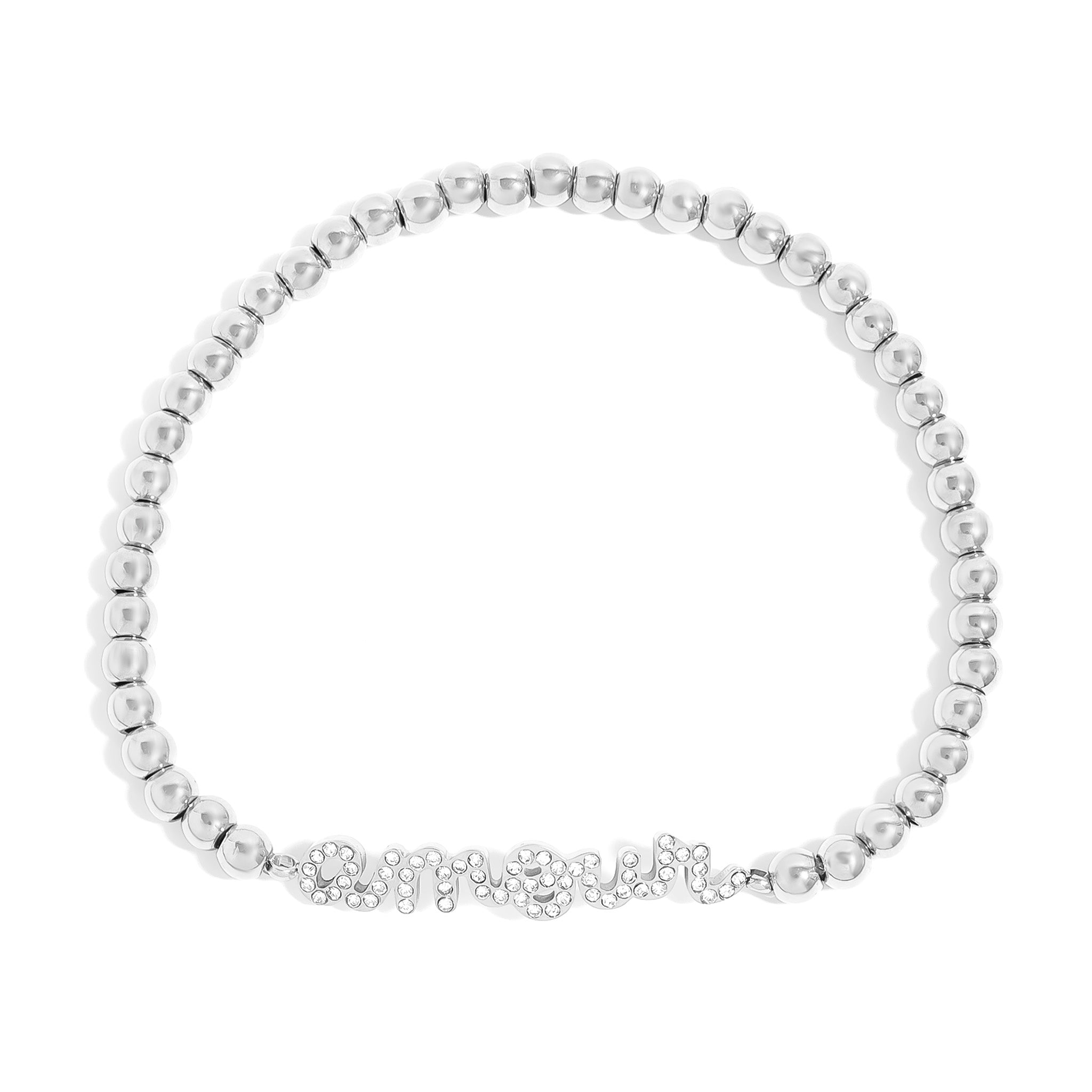 Gold Beaded Bracelet – Adjustable Stainless Steel Stretch Jewelry With Amour Charm