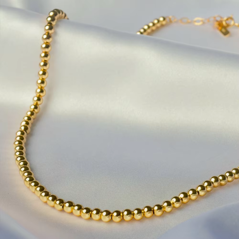 Aurora Gold Beaded Necklace 18K Gold Non Tarnish Water Resistant