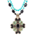 Barcelona Blue Turquoise and Black Onyx Golden Statement Necklace