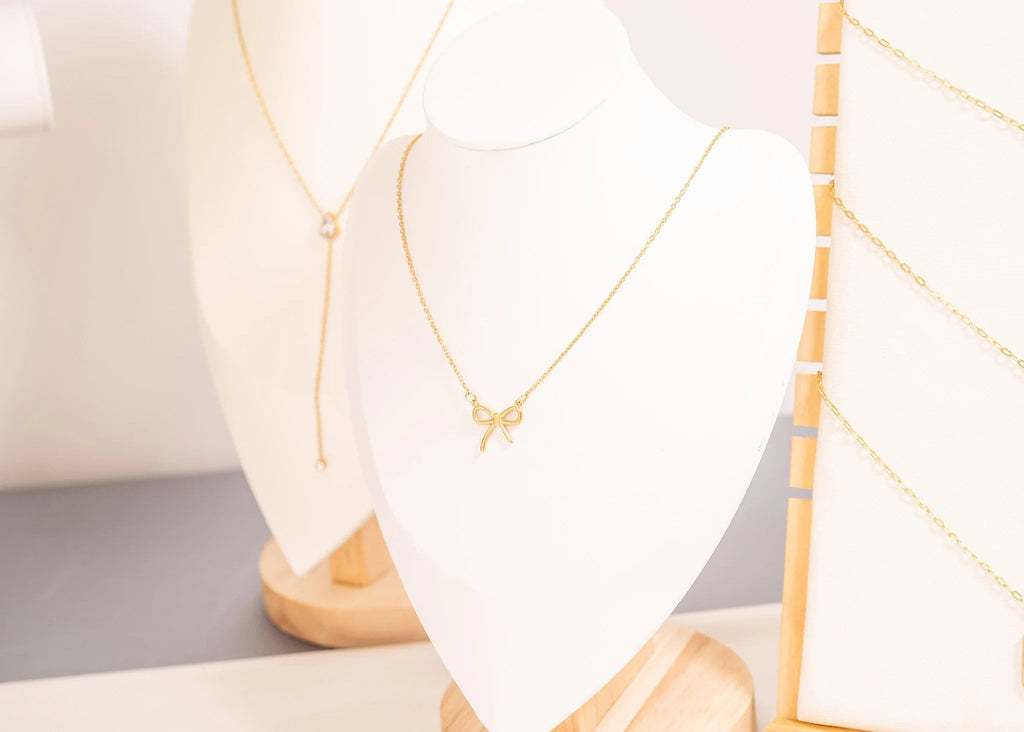Gold Bow Connector Charm – 18K Gold Plated Stainless Steel Pendant Connector