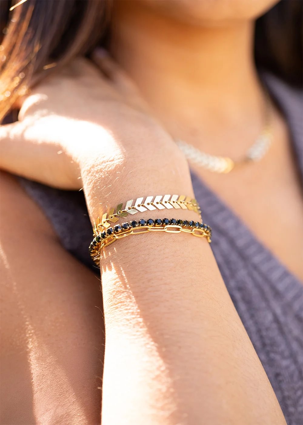 Gold Layered Bracelet Set – 25 Pc 18K Gold PVD Stainless Steel Bracelets for Women