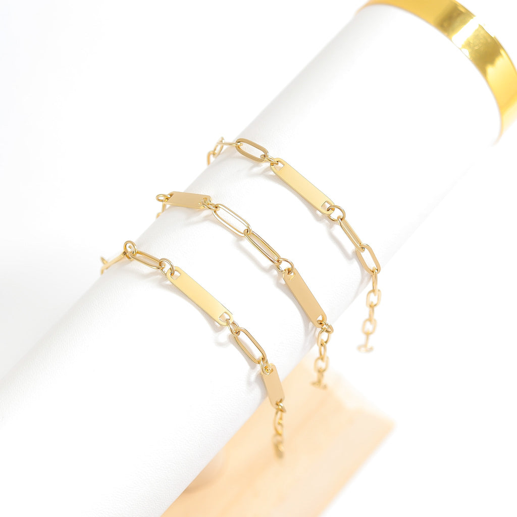18K Gold Paperclip Bracelet – Custom Engravable Stainless Steel Jewelry Hypoallergenic