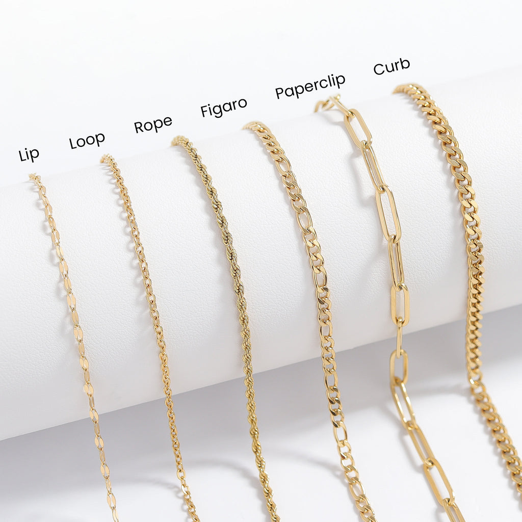 18K Gold PVD Stainless Steel Lip Chain Necklace / CHN9954